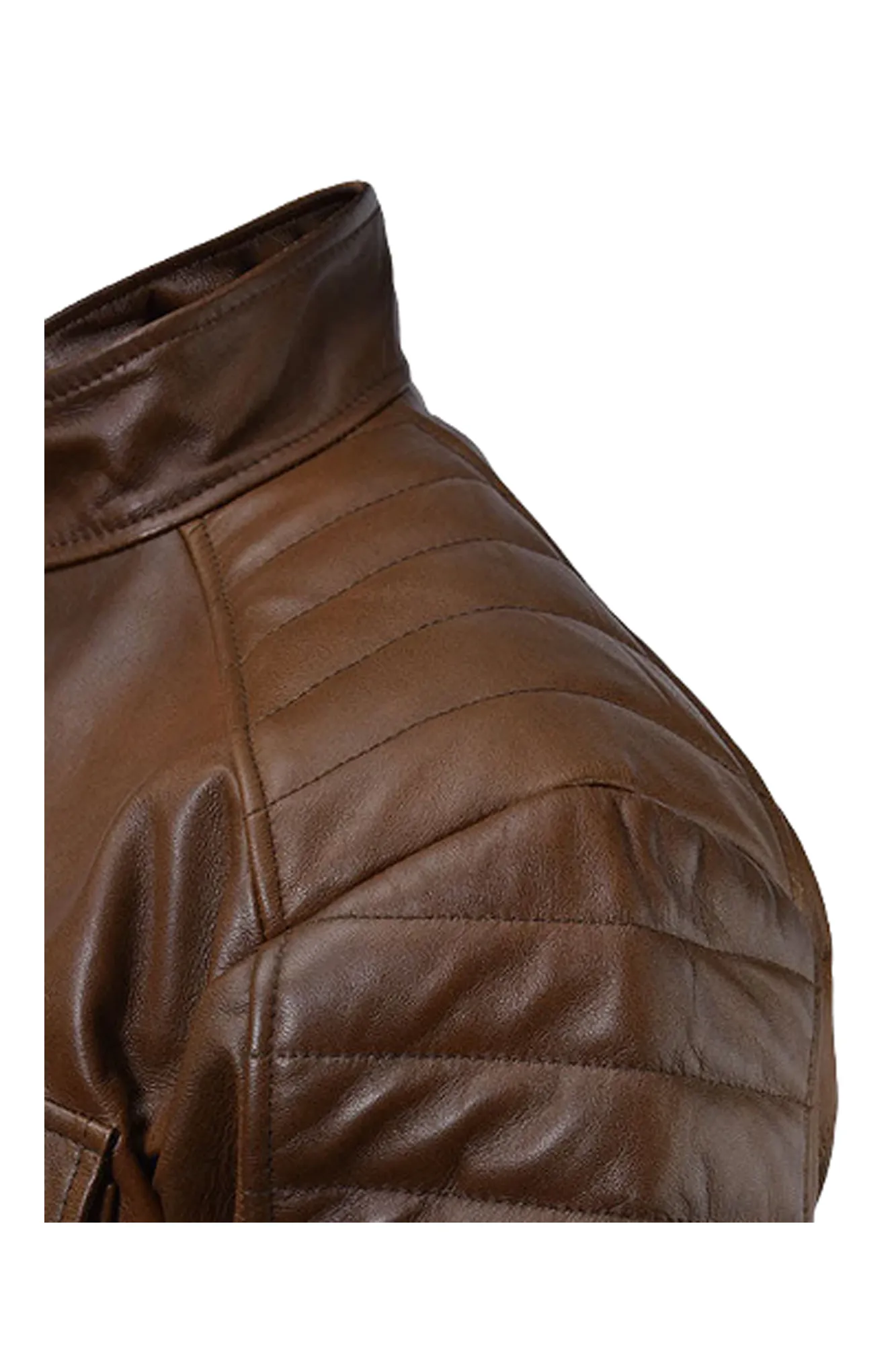 Men’s Level Brown Leather Jacket - Image 3