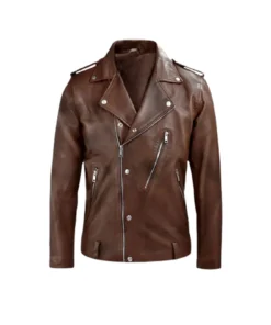 Mens Brown Biker Leather Jacket