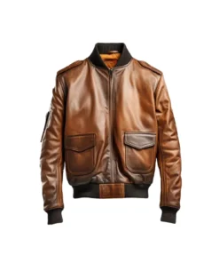 Men Distressed Brown Bomber Leather Jacket
