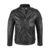 Mens Padded Black Cafe Racer Leather Jacket