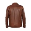 Mens Brown Shiny Stylish Collar Style Leather Jacket