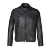 Mens Black Tanned Lambskin Cafe Racer Leather Jacket