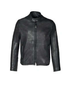 Mens Black Tanned Lambskin Cafe Racer Leather Jacket