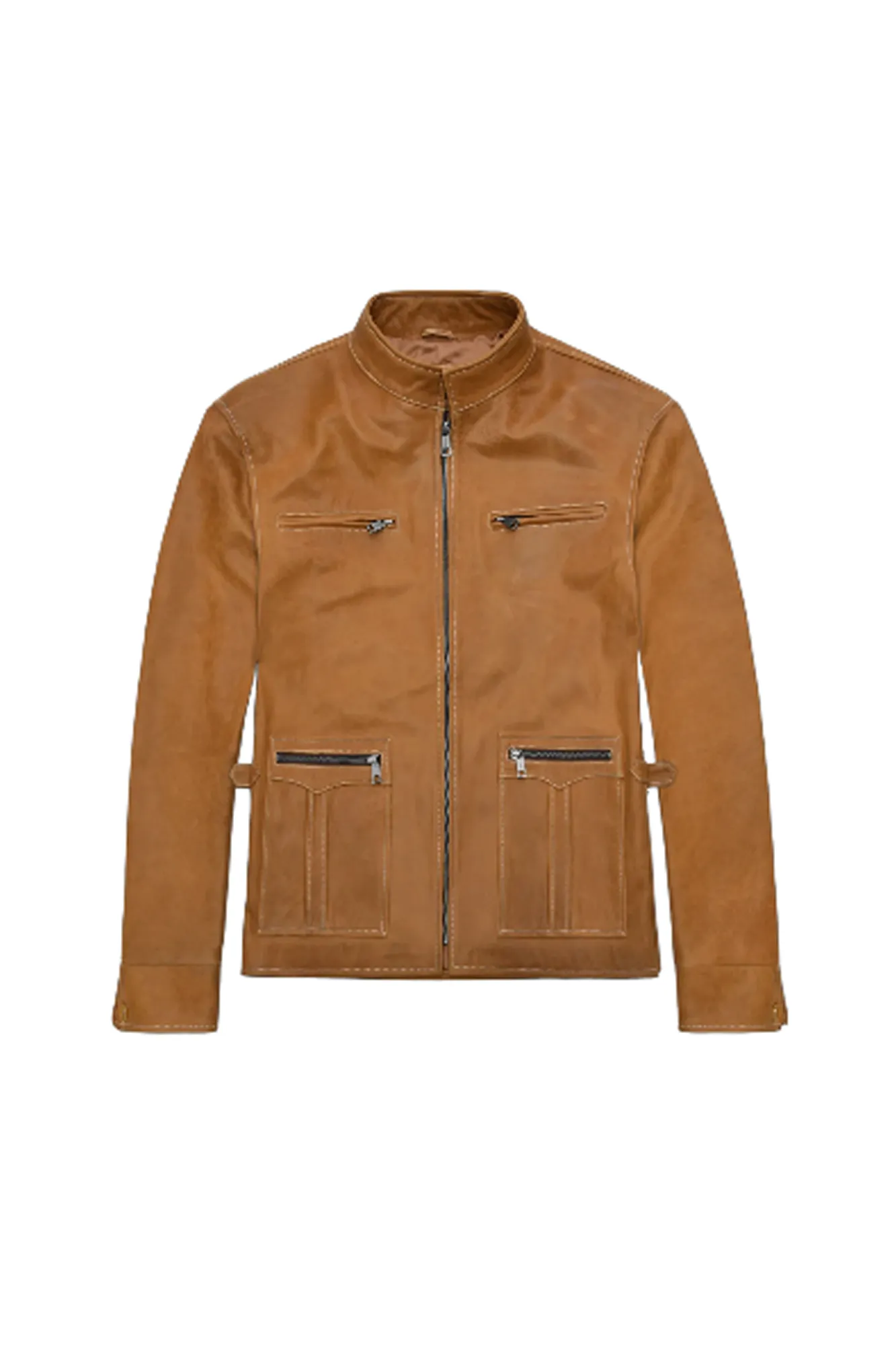 Men’s Slim Fit Brown Leather Jacket